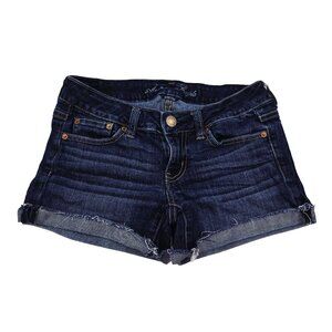 American Eagle Womens 2 Stretch Denim Cutoff Jean Shorts Blue Distressed Casual